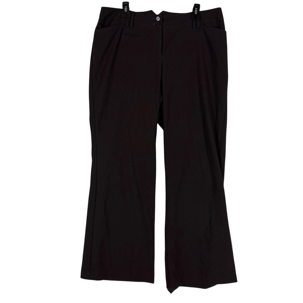 Lane Bryant Pants Womens 2 Brown Dress Twill Straight Leg Belted Stretch